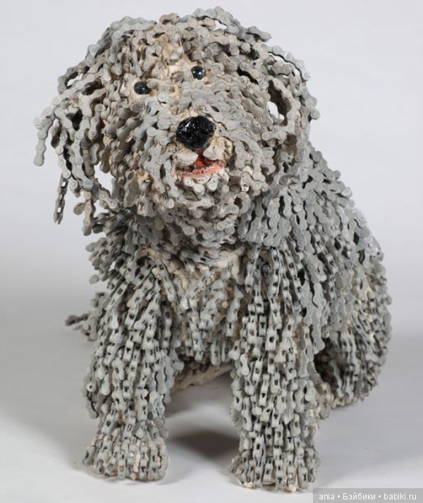 Скульптуры собак из велосипедных цепей (фото 6)