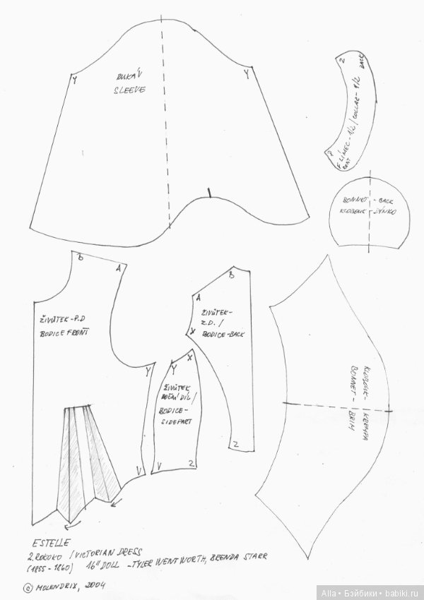 Викторианский день, выкройка одежды для куклы (фото 4)