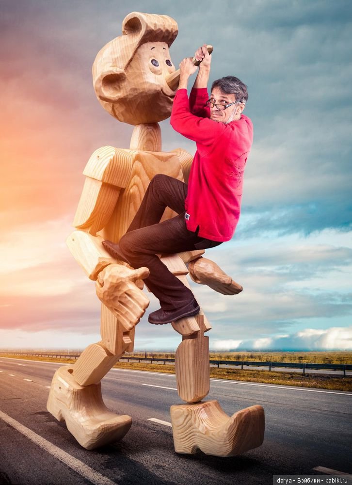 Станислав Дерябин и его мультяшные фигурки, куклы из дерева (фото 3)