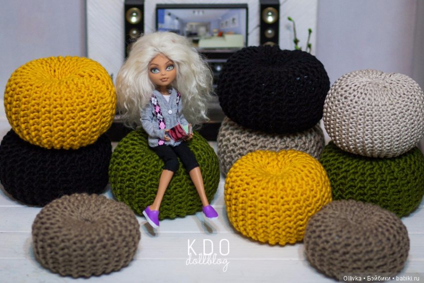 Пуфы-кактусы. Кукольная мебель своими руками (фото 4)