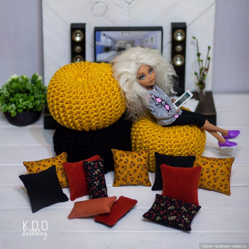 Пуфы-кактусы. Кукольная мебель своими руками (фото 5)