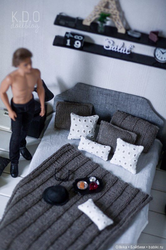 Комплект для кукольной мебели в серых тонах. Из архивного (фото 7)