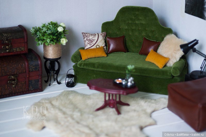 Из архивного. Мой любимый зеленый диван для кукол (фото 2)