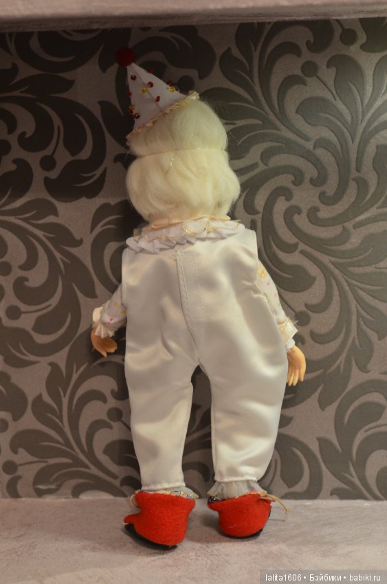 Белый клоун. Кукла ручной работы, Рост 33 см