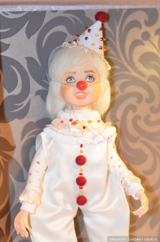 Белый клоун. Кукла ручной работы, Рост 33 см (фото 8)