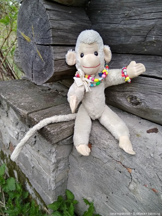 Анфиска (винтажная обезьянка) на природе в Мещере