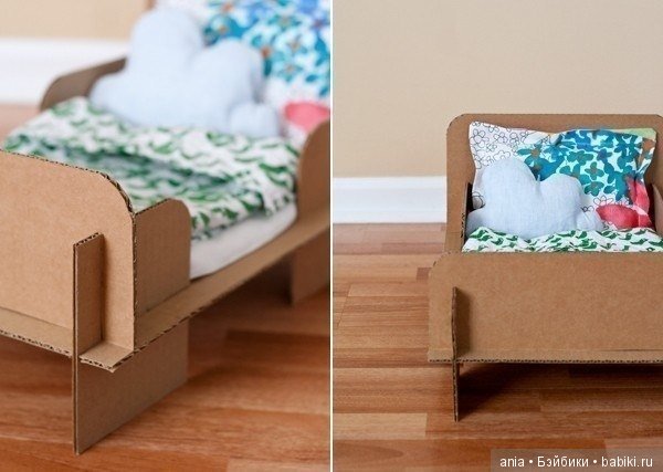 Кровать для куклы из картона