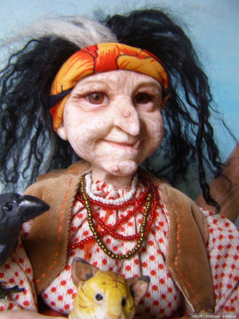 Игрушка ручной работы Баба Яга из серии Лес на ладошке (фото 9)