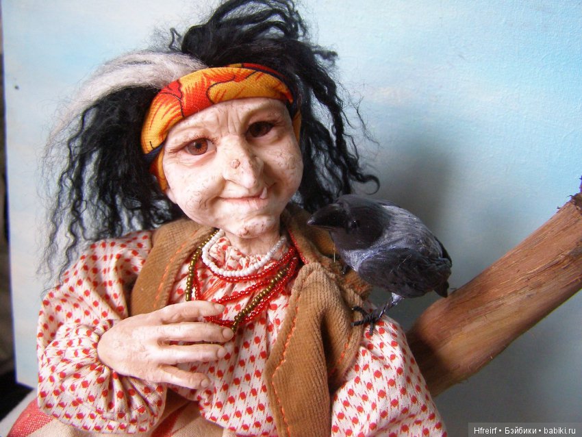 Игрушка ручной работы Баба Яга из серии Лес на ладошке