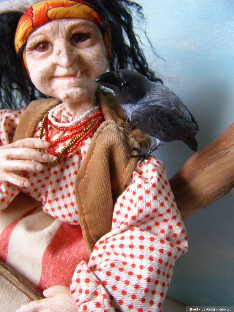 Игрушка ручной работы Баба Яга из серии Лес на ладошке