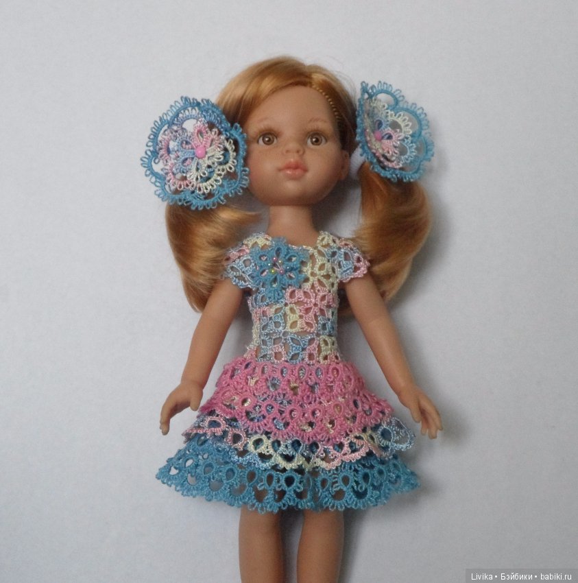 Кружевная фантазия фриволите в нарядах кукол (фото 7)