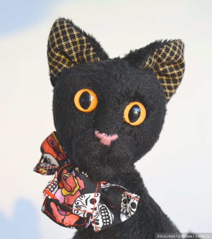 Чёрный кот, авторская игрушка своими руками