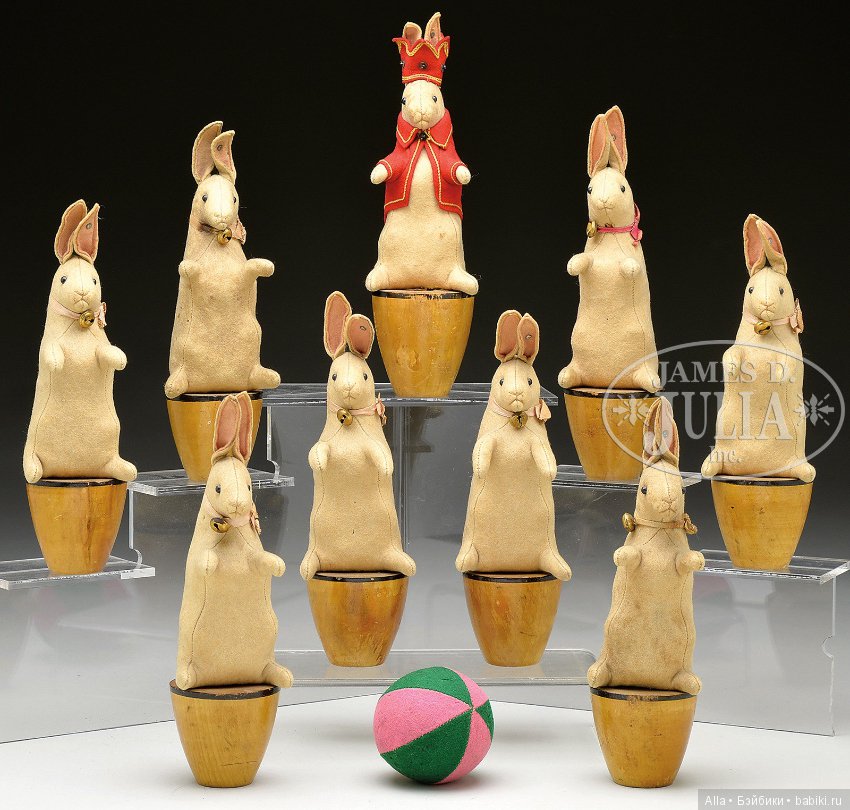 Войлочные кегли от STEIFF 1892 - 1903 гг, антикварные игрушки (фото 5)