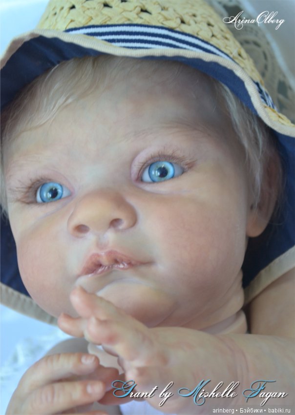 Голубоглазый мальчик реборн Арсений. Молд Grant скульптора Michelle Fagan (фото 7)