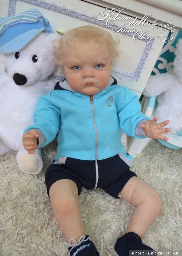 Голубоглазый мальчик реборн Арсений. Молд Grant скульптора Michelle Fagan