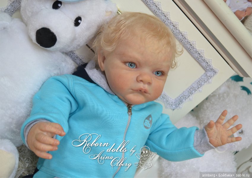 Голубоглазый мальчик реборн Арсений. Молд Grant скульптора Michelle Fagan