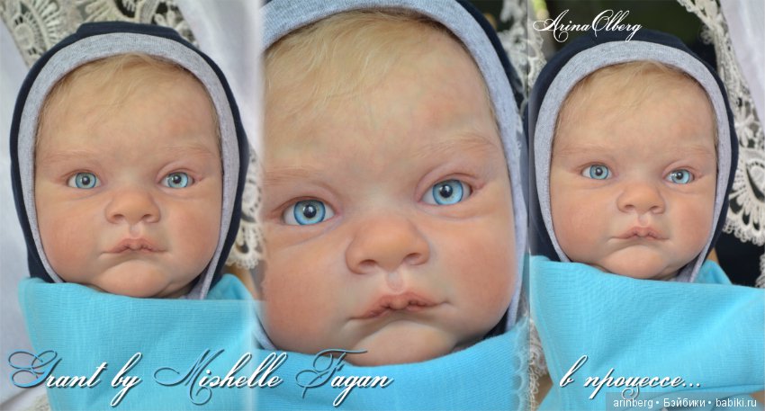 Голубоглазый мальчик реборн Арсений. Молд Grant скульптора Michelle Fagan (фото 4)