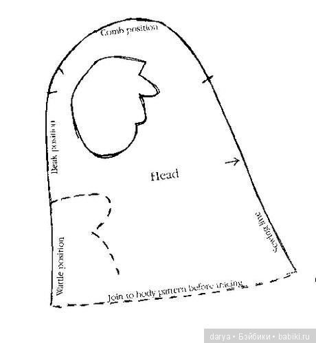 Петушок, выкройка игрушки (фото 6)