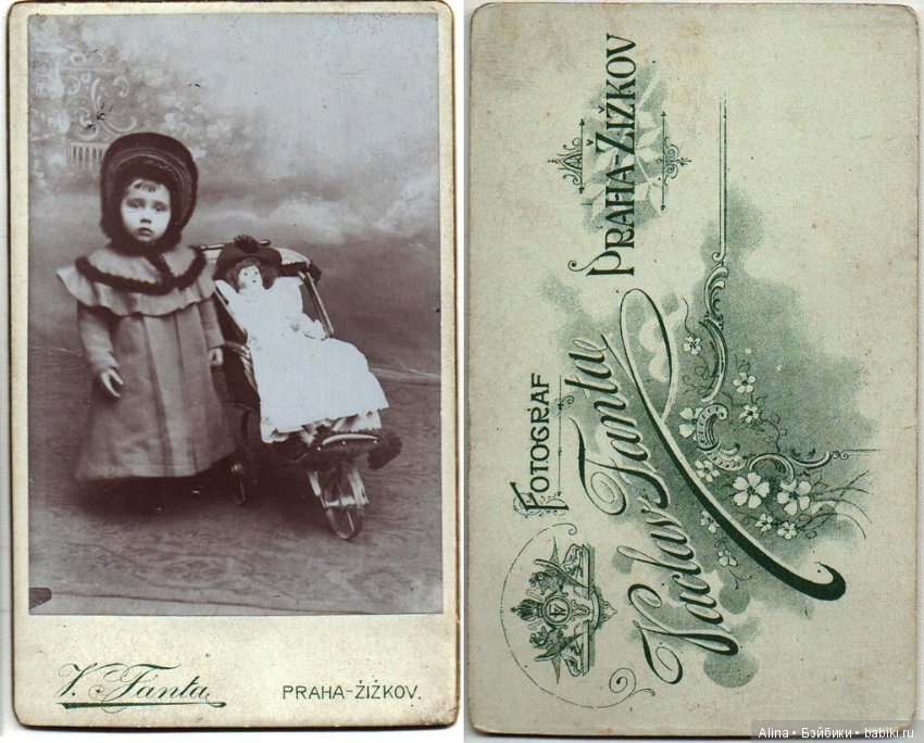 Детки с антикварными колясочками для кукол (фото 3)