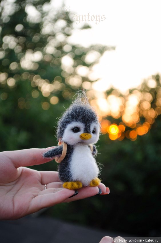 Миниатюрный пингвиненок валяние из шерсти Виталий Линь (фото 4)