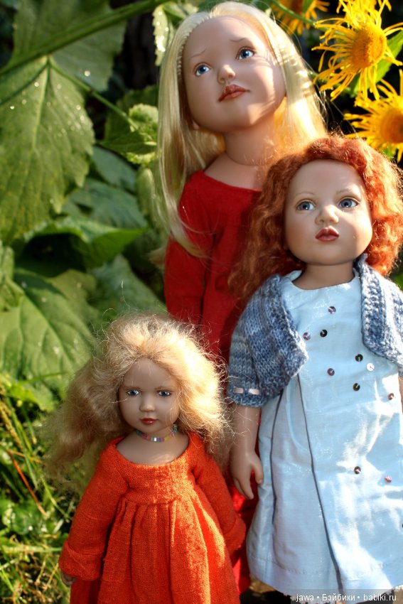 Три сестрички в саду . Коллекционные куклы ZWERGNASE