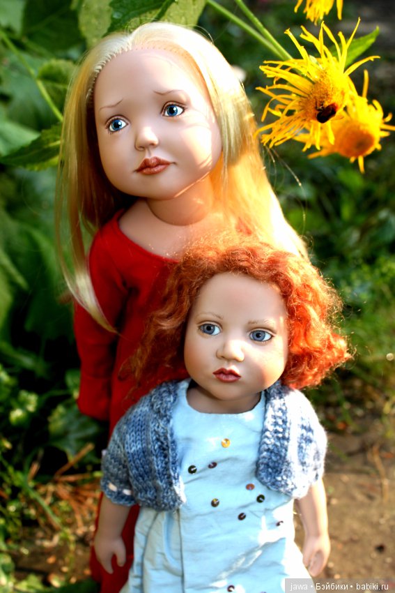 Три сестрички в саду . Коллекционные куклы ZWERGNASE