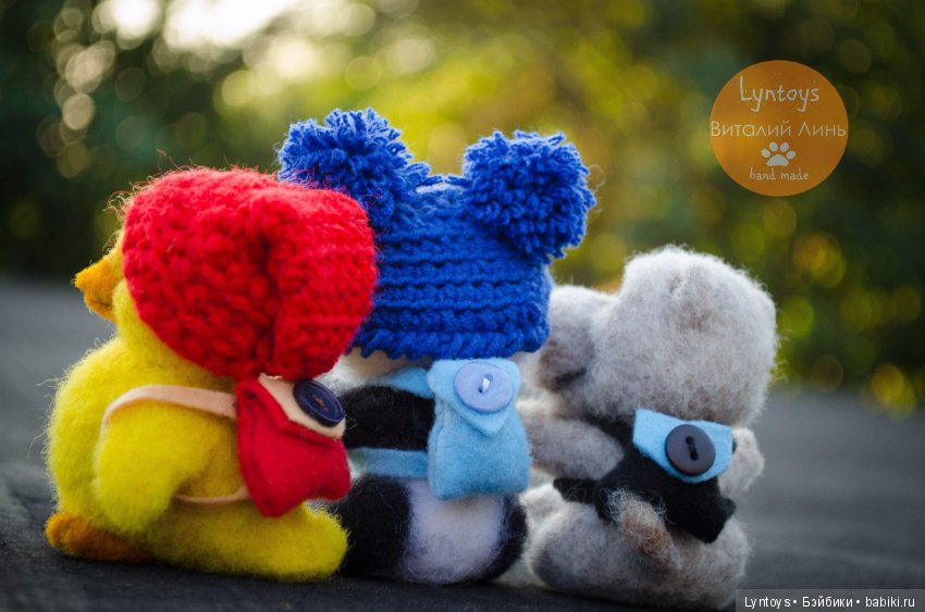 Миниатюрная пандочка по имени Мика и ее друзья, авторская игрушка из шерсти