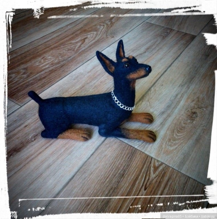 Доберман — Валяные игрушки из шерсти: сухое валяние (фото 9)