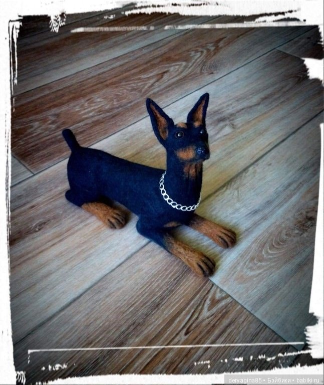 Доберман — Валяные игрушки из шерсти: сухое валяние (фото 8)