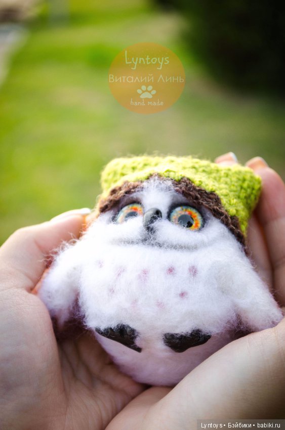 Совенок по имени Бу-бу, миниатюра, авторская игрушка из шерсти (фото 4)