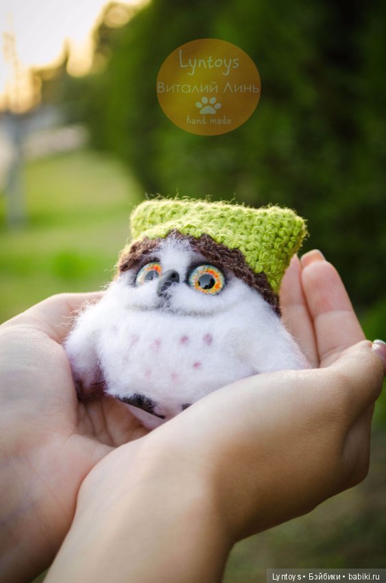 Совенок по имени Бу-бу, миниатюра, авторская игрушка из шерсти (фото 5)