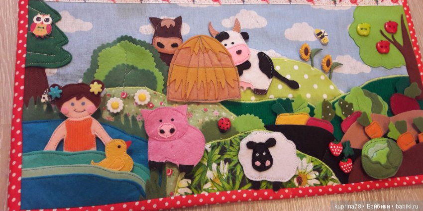 Игровой текстильный коврик-панно "Кукольный домик" с фермой и огородом (фото 7)