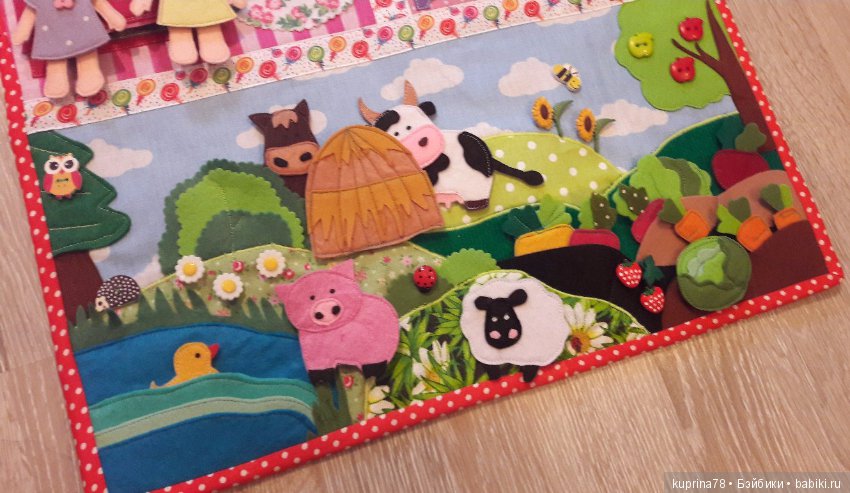 Игровой текстильный коврик-панно "Кукольный домик" с фермой и огородом (фото 8)