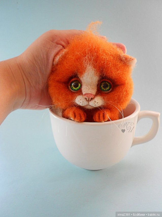 Котенок Персик — Валяные игрушки из шерсти: сухое валяние (фото 2)