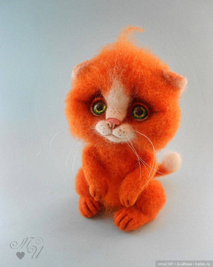 Котенок Персик — Валяные игрушки из шерсти: сухое валяние (фото 3)