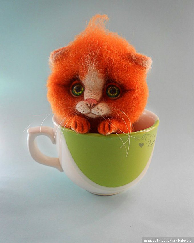 Котенок Персик — Валяные игрушки из шерсти: сухое валяние (фото 5)