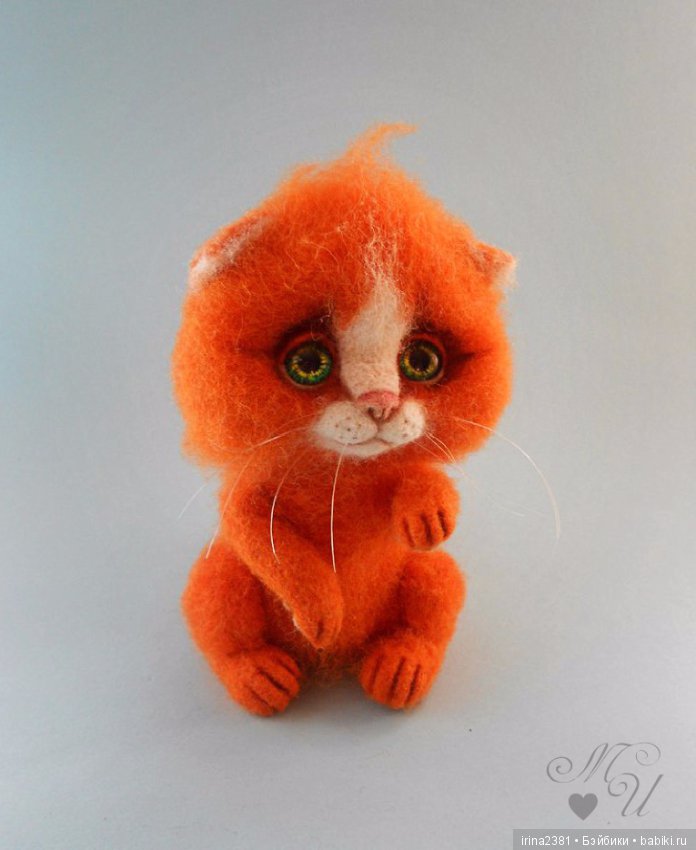 Котенок Персик — Валяные игрушки из шерсти: сухое валяние (фото 4)