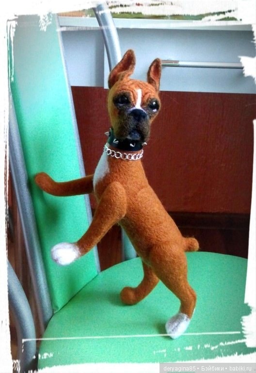 Боксерчик — Валяные игрушки из шерсти: сухое валяние (фото 7)