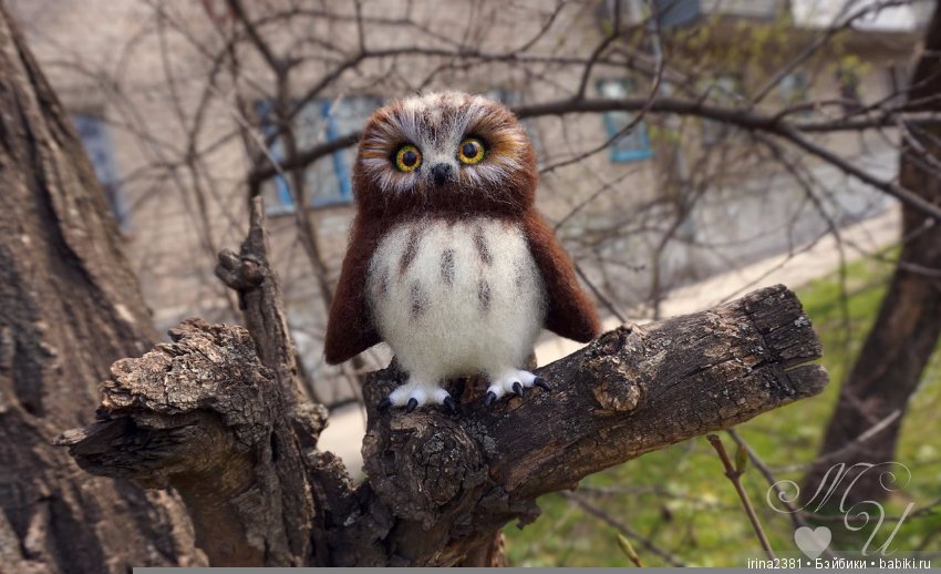 Совенок Геша — Валяные игрушки из шерсти: сухое валяние (фото 3)