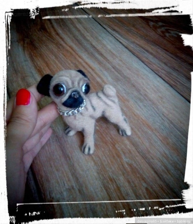 Малыш мопсик — Валяные игрушки из шерсти: сухое валяние (фото 9)