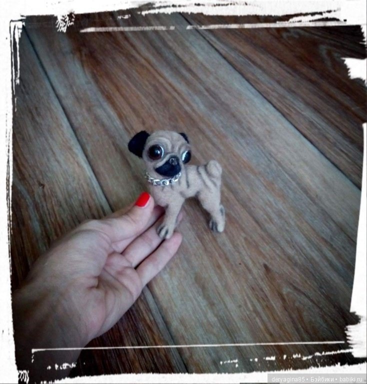 Малыш мопсик — Валяные игрушки из шерсти: сухое валяние (фото 4)