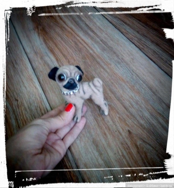 Малыш мопсик — Валяные игрушки из шерсти: сухое валяние (фото 3)