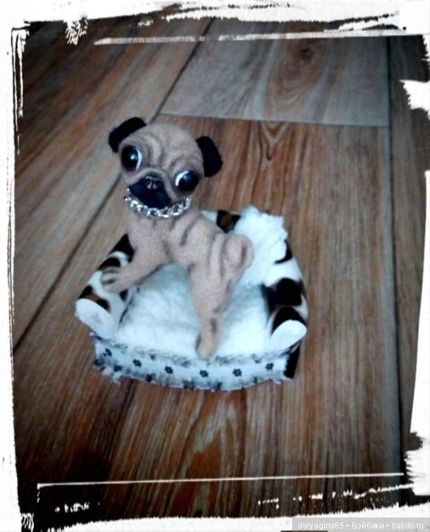 Мопсик — Валяные игрушки из шерсти: сухое валяние (фото 2)