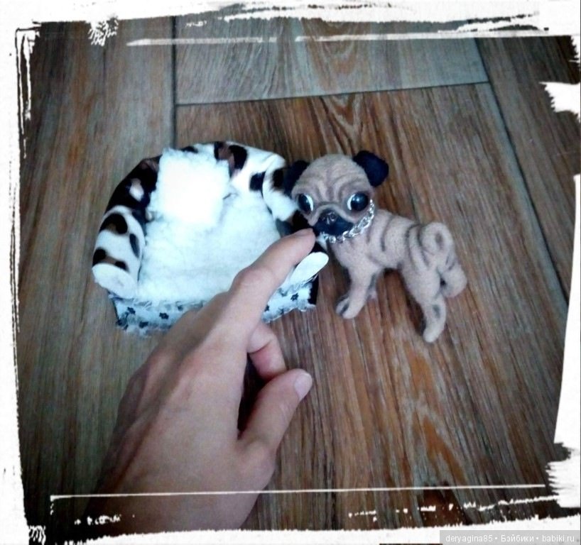Мопсик — Валяные игрушки из шерсти: сухое валяние (фото 7)
