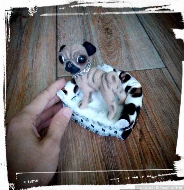 Мопсик — Валяные игрушки из шерсти: сухое валяние (фото 8)