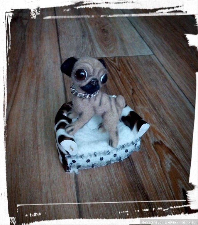 Мопсик — Валяные игрушки из шерсти: сухое валяние (фото 4)