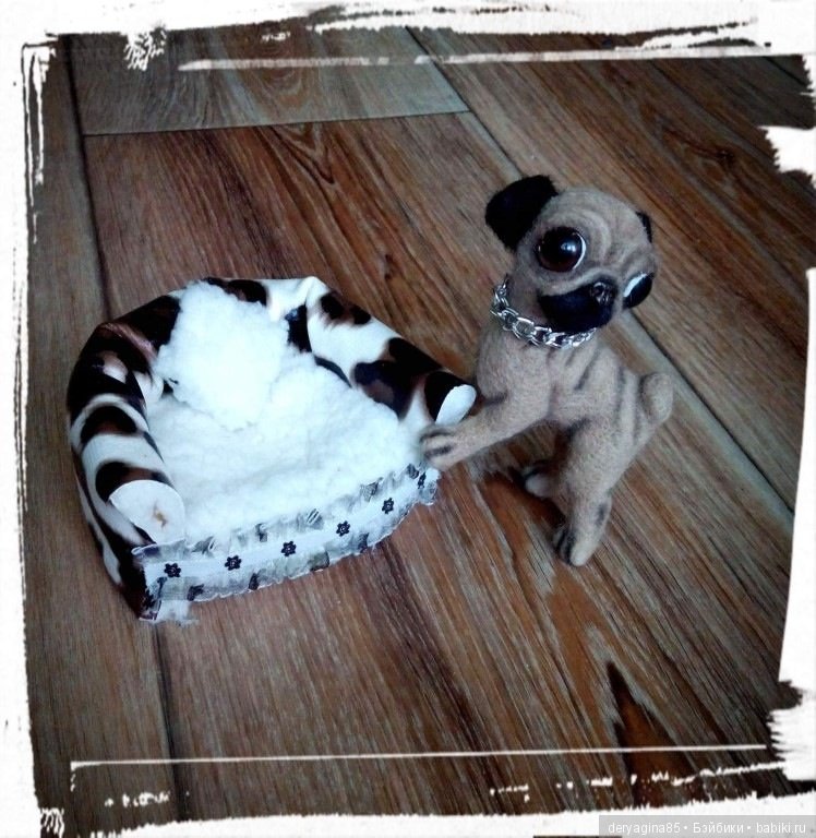 Мопсик — Валяные игрушки из шерсти: сухое валяние (фото 5)