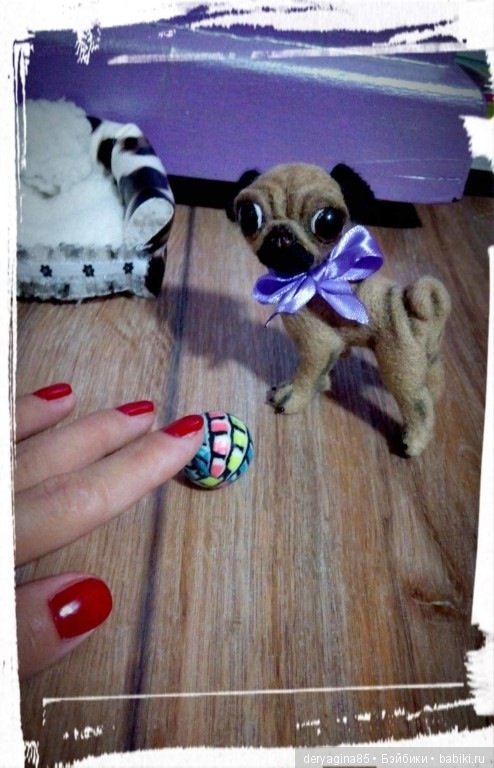 Микро мопсик — Валяные игрушки из шерсти: сухое валяние (фото 2)