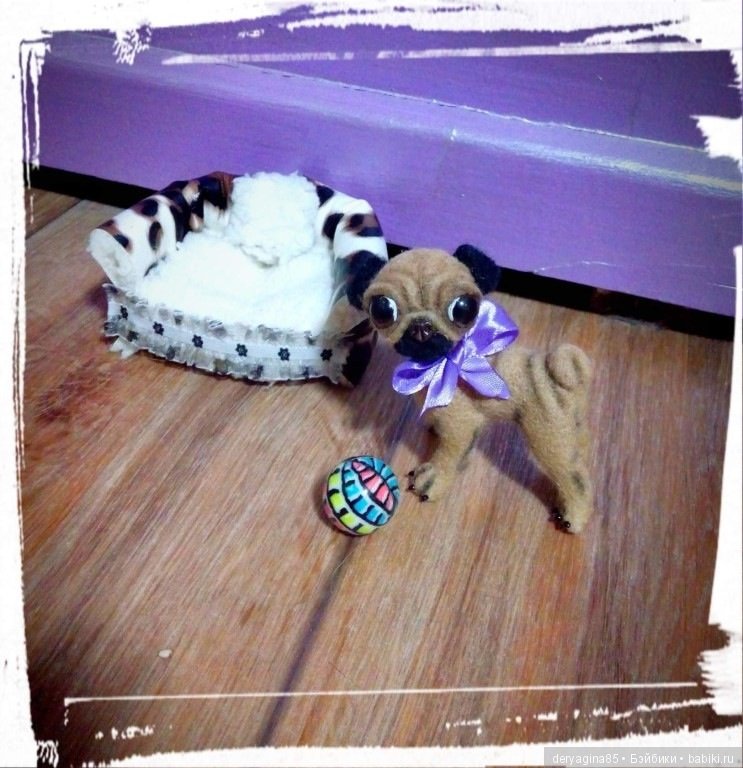 Микро мопсик — Валяные игрушки из шерсти: сухое валяние (фото 5)