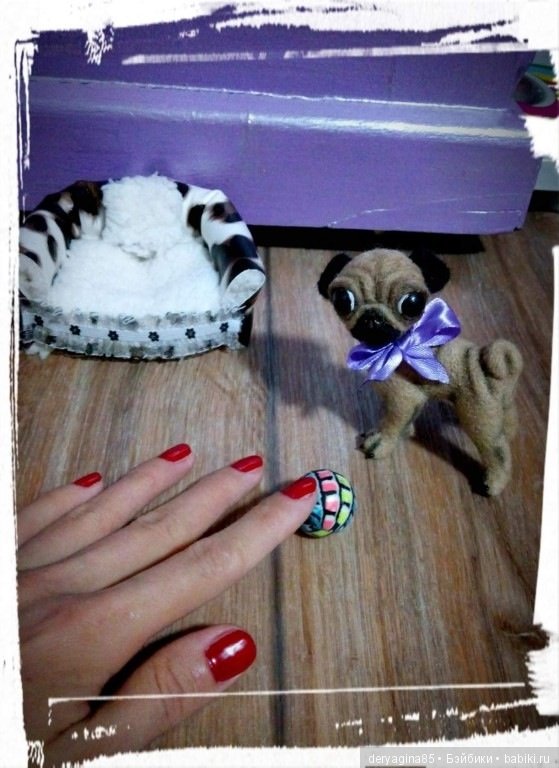 Микро мопсик — Валяные игрушки из шерсти: сухое валяние (фото 3)